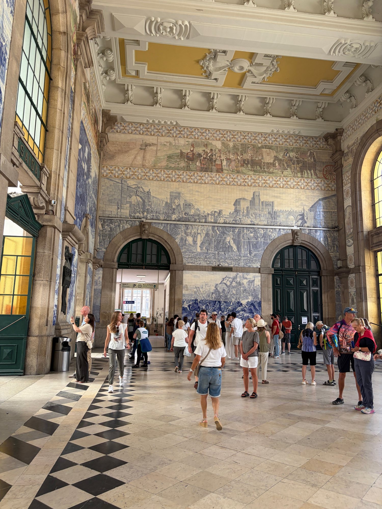 The tiled entrance hall at São Bento station in Porto