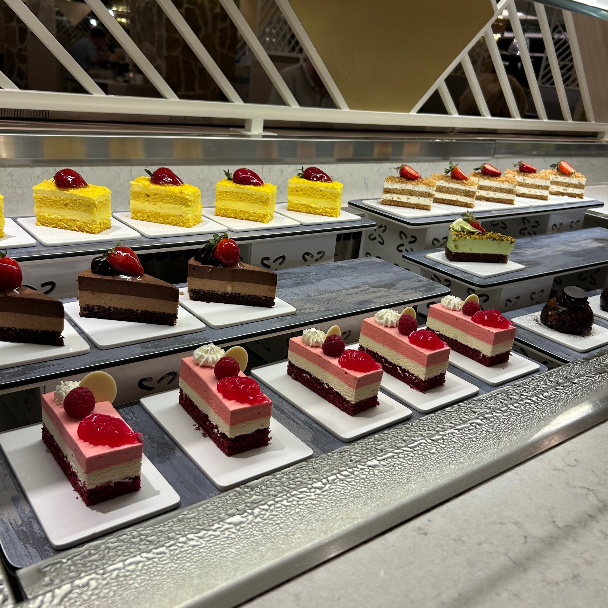 A colourful selection of desserts in the hotel restaurant