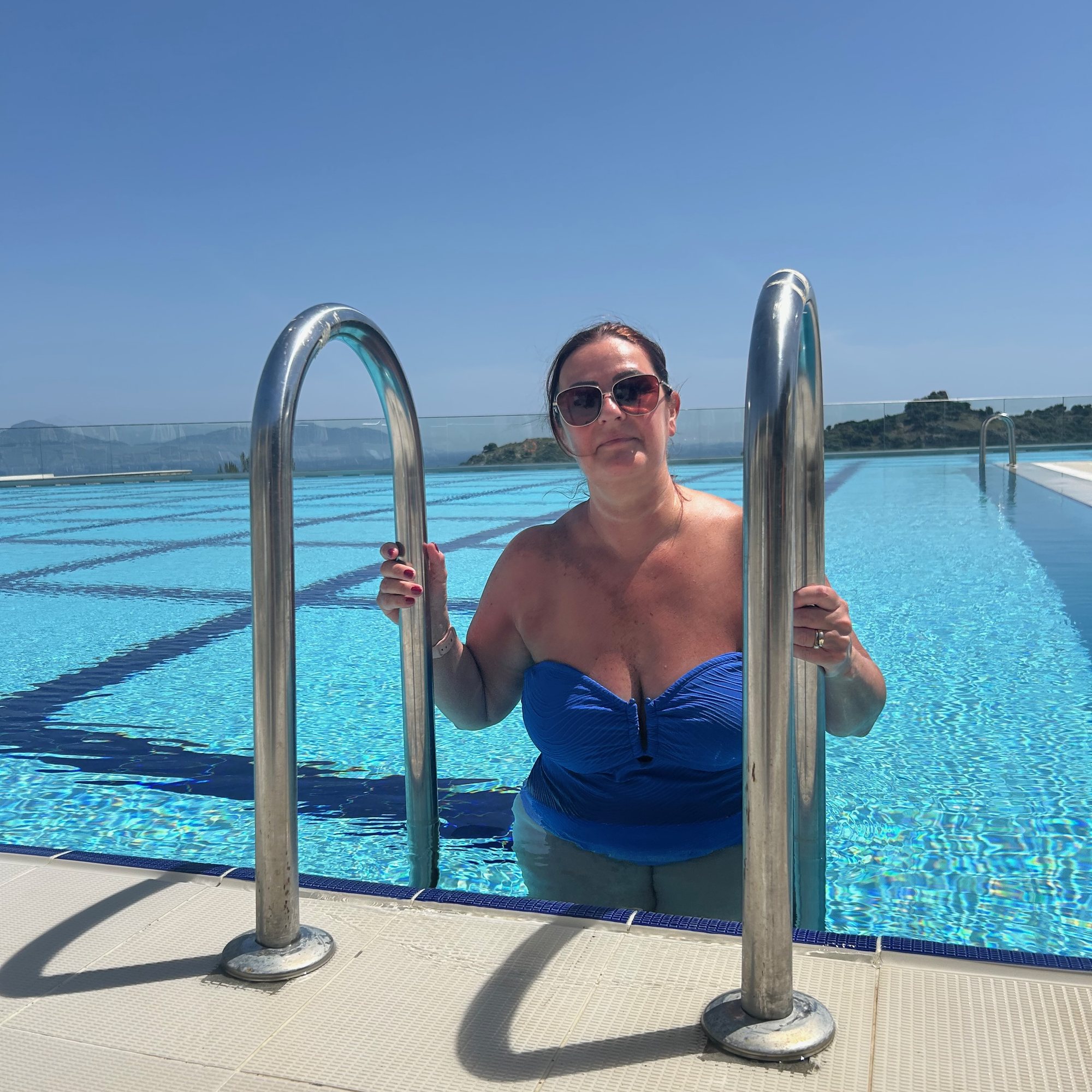 Sarah enjoying the outdoor pool at TUI BLUE Seno